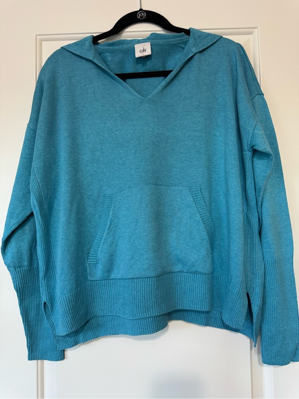 CAbi Teal V-Neck Hooded Pullover